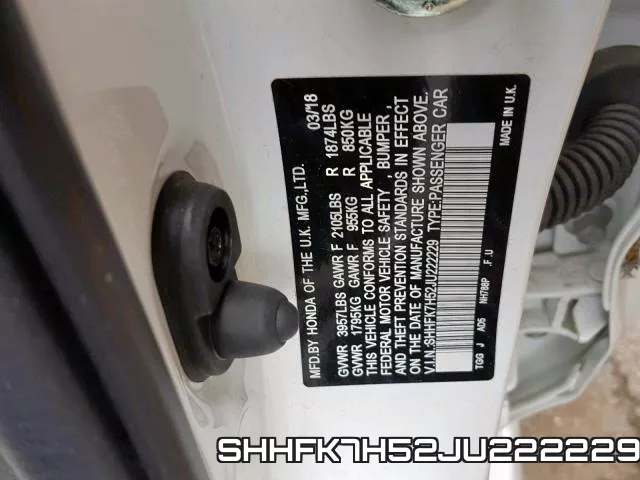 SHHFK7H52JU222229 фото 2