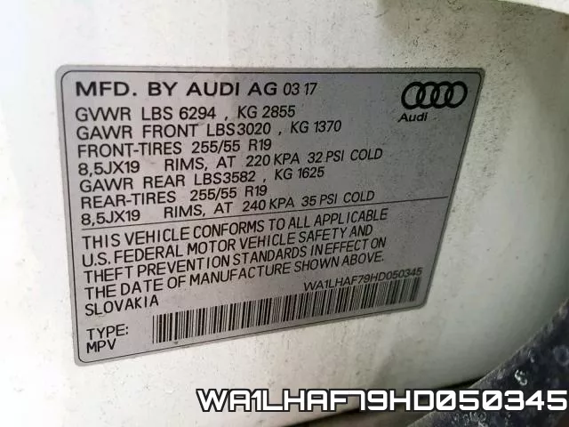 WA1LHAF79HD050345 фото 2