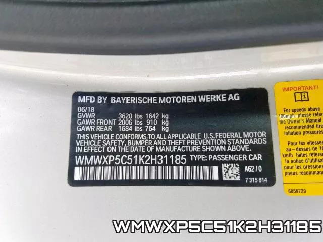 WMWXP5C51K2H31185 фото 2