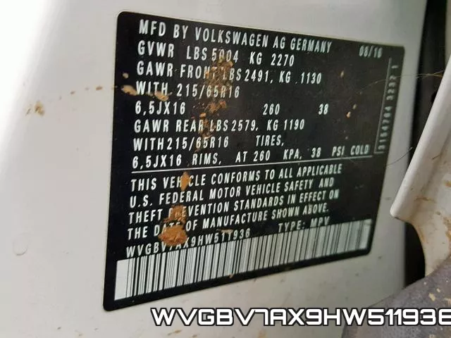 WVGBV7AX9HW511936 фото 2