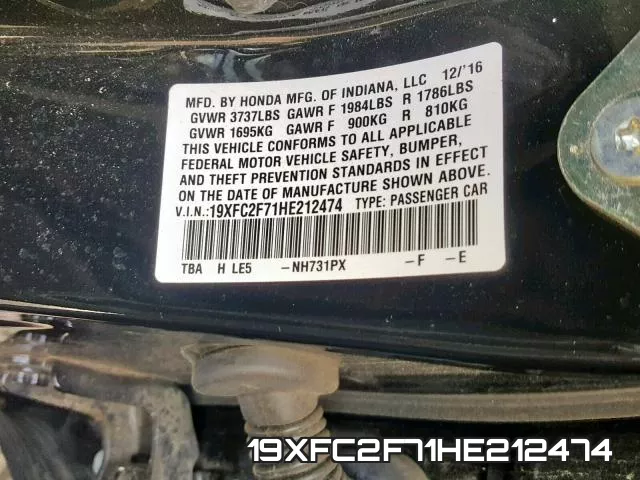 19XFC2F71HE212474 фото 2