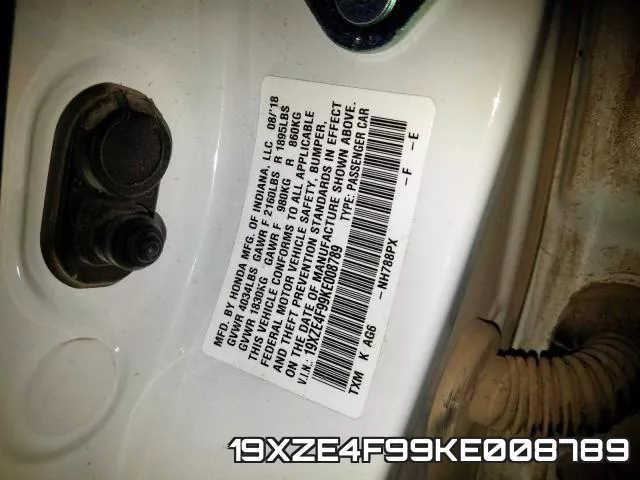 19XZE4F99KE008789 фото 2
