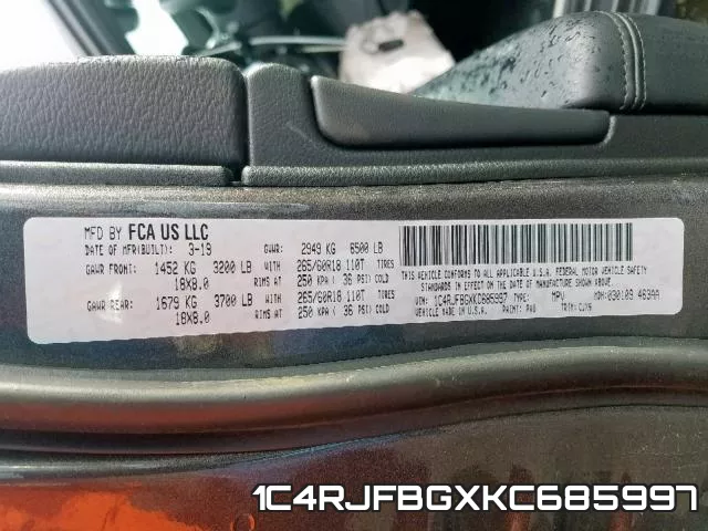 1C4RJFBGXKC685997 фото 2
