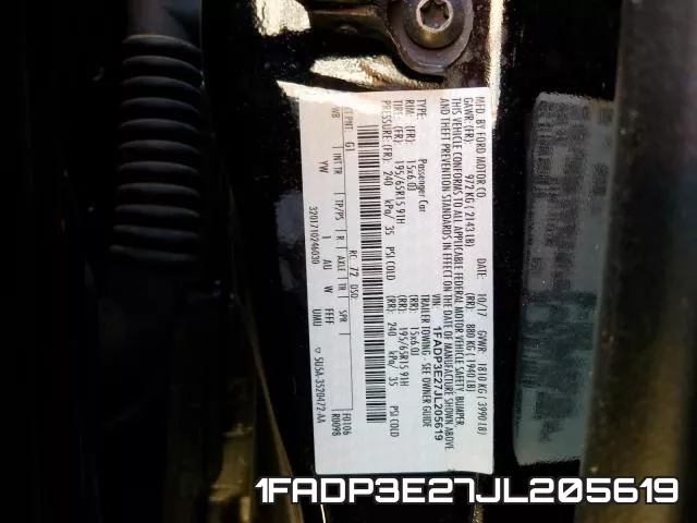 1FADP3E27JL205619 фото 2