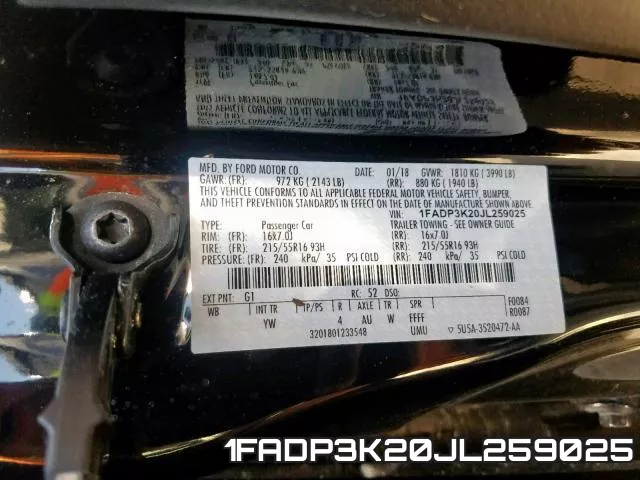 1FADP3K20JL259025 фото 2