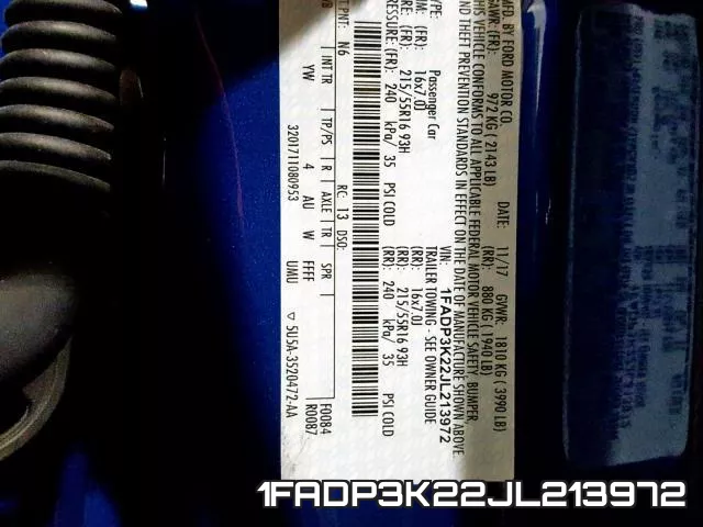 1FADP3K22JL213972 фото 2