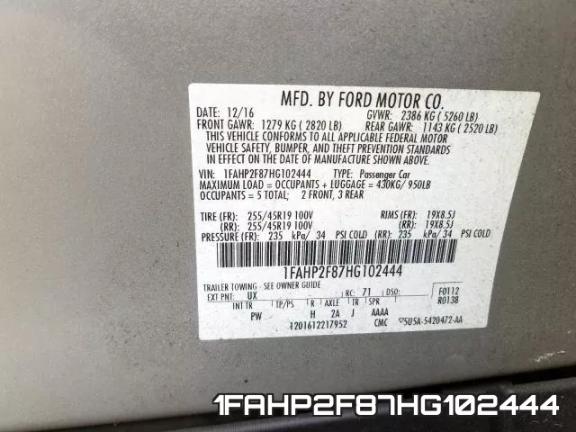 1FAHP2F87HG102444 фото 2