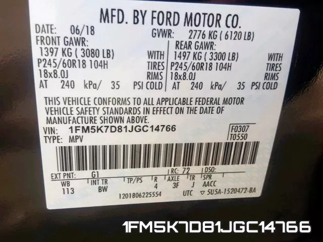 1FM5K7D81JGC14766 фото 2