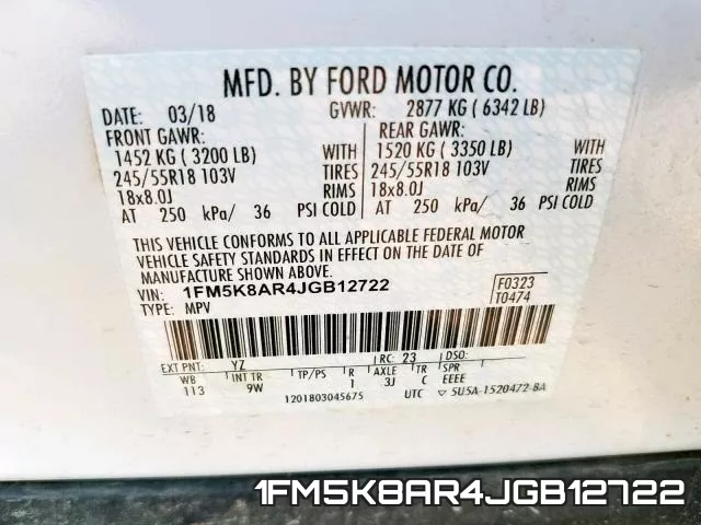 1FM5K8AR4JGB12722 фото 2