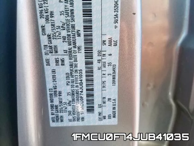 1FMCU0F74JUB41035 фото 2