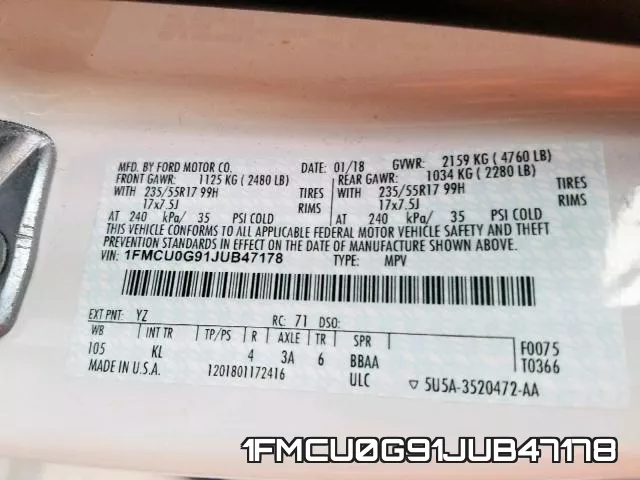1FMCU0G91JUB47178 фото 2