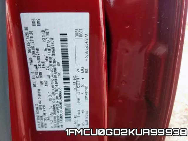 1FMCU0GD2KUA99938 фото 2