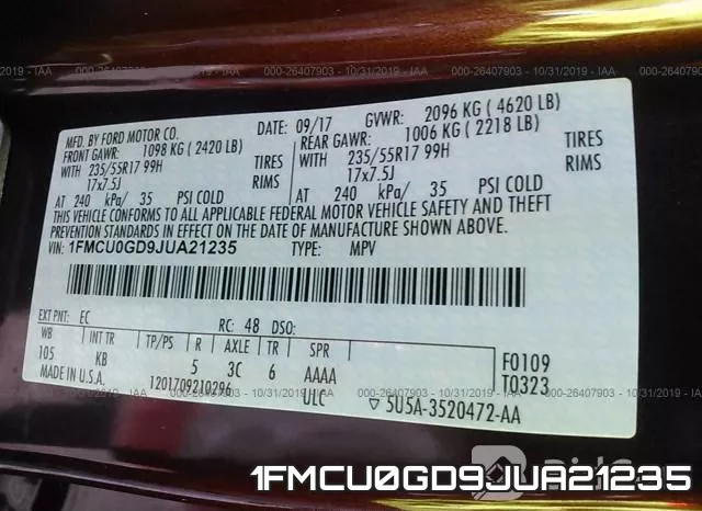 1FMCU0GD9JUA21235 фото 10