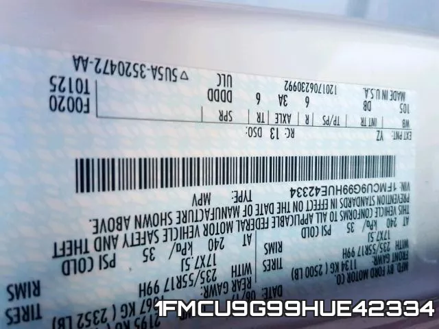 1FMCU9G99HUE42334 фото 2