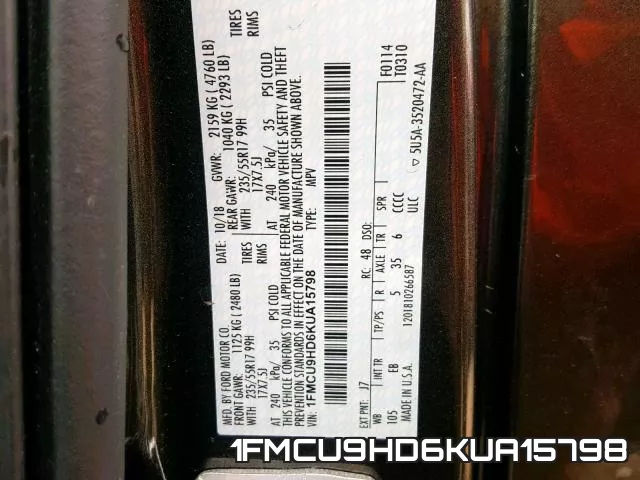 1FMCU9HD6KUA15798 фото 2