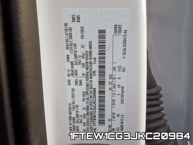 1FTEW1CG3JKC20984 фото 2