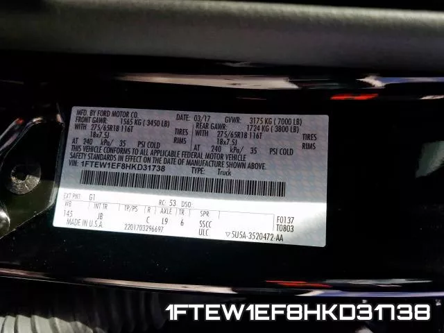 1FTEW1EF8HKD31738 фото 2