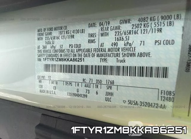 1FTYR1ZM8KKA86251 фото 10
