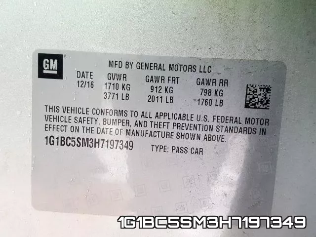 1G1BC5SM3H7197349 фото 2