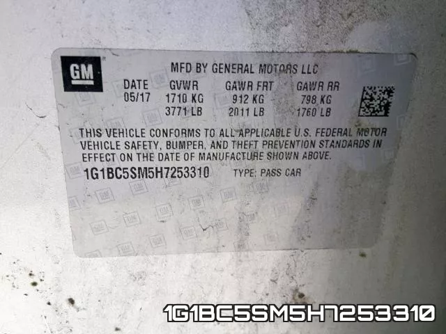 1G1BC5SM5H7253310 фото 2
