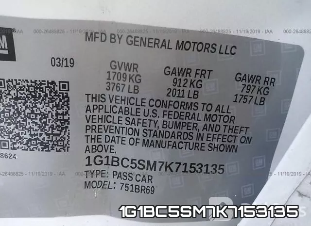 1G1BC5SM7K7153135 фото 10