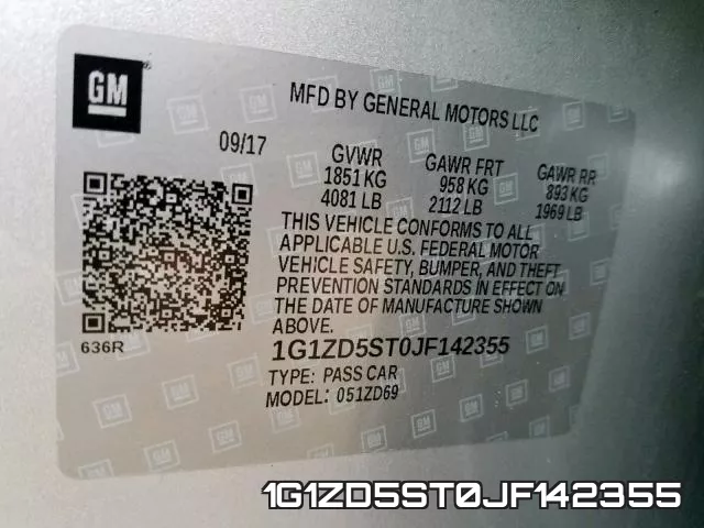 1G1ZD5ST0JF142355 фото 2