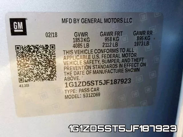 1G1ZD5ST5JF187923 фото 2