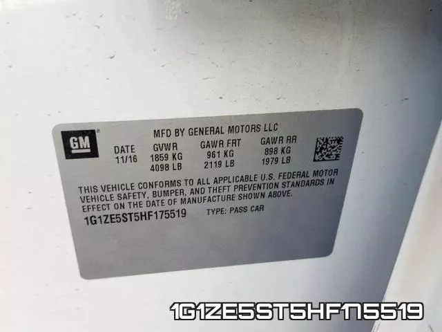 1G1ZE5ST5HF175519 фото 2