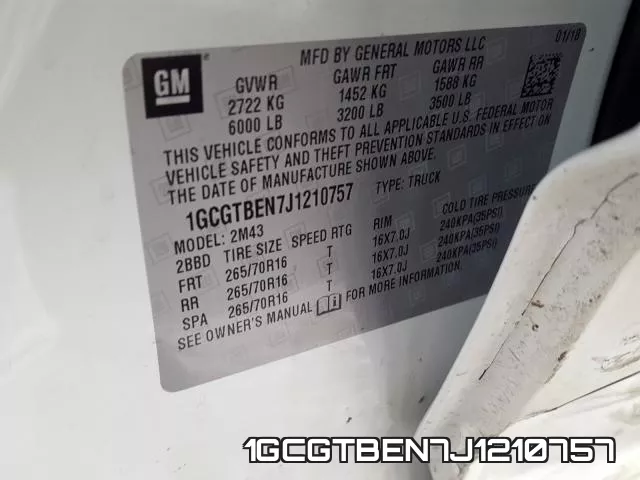 1GCGTBEN7J1210757 фото 2