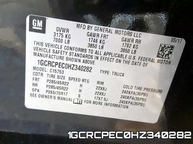 1GCRCPEC0HZ340282 фото 2