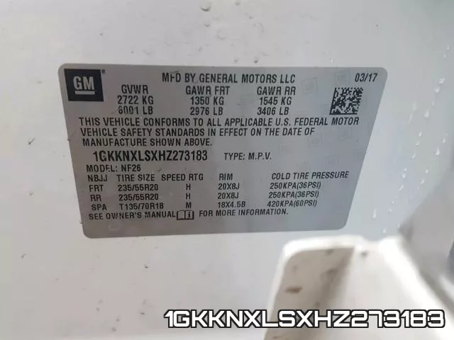 1GKKNXLSXHZ273183 фото 2