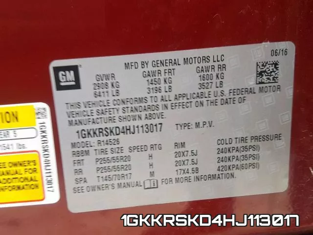1GKKRSKD4HJ113017 фото 2