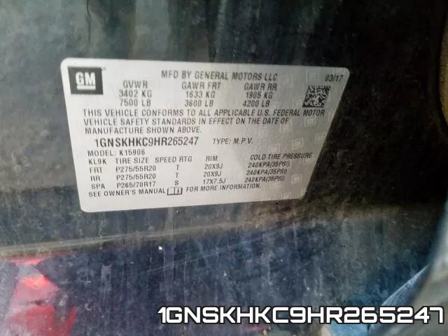 1GNSKHKC9HR265247 фото 2
