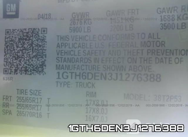 1GTH6DEN3J1276388 фото 10