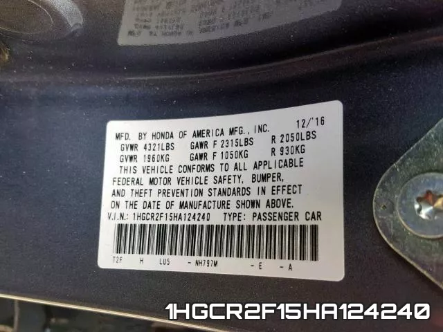 1HGCR2F15HA124240 фото 2