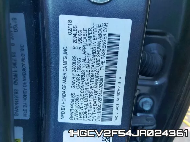1HGCV2F54JA024361 фото 2
