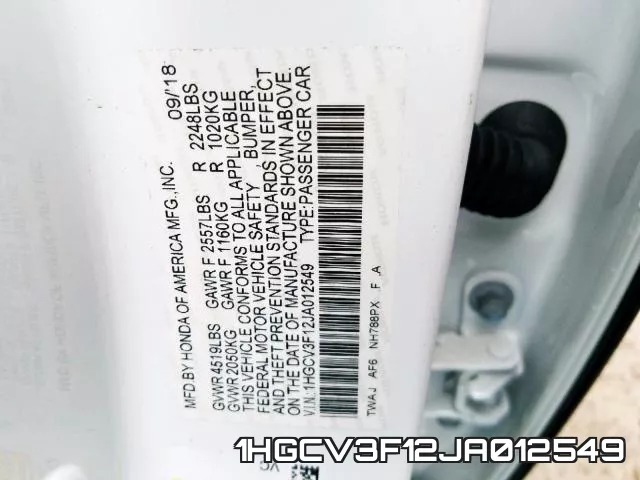 1HGCV3F12JA012549 фото 2