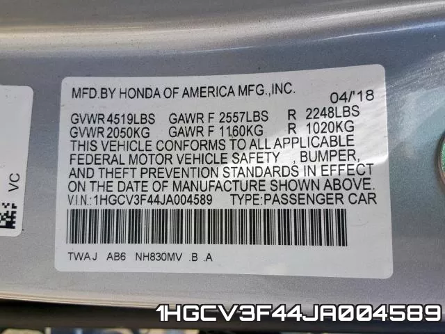 1HGCV3F44JA004589 фото 2