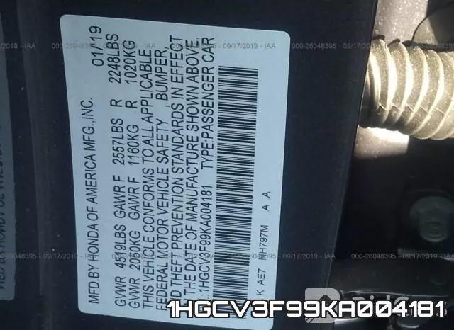 1HGCV3F99KA004181 фото 10