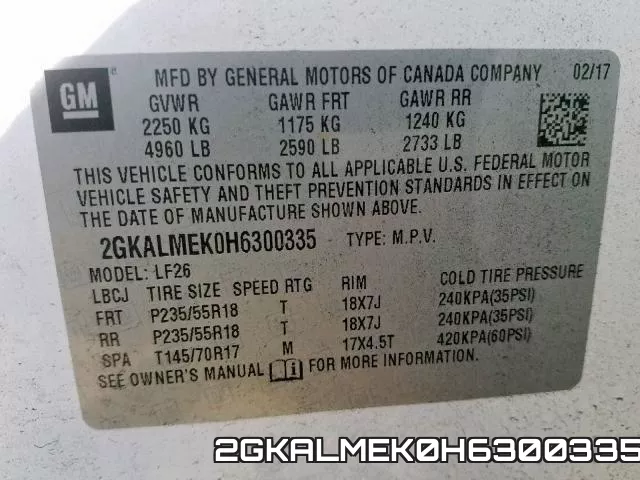 2GKALMEK0H6300335 фото 2