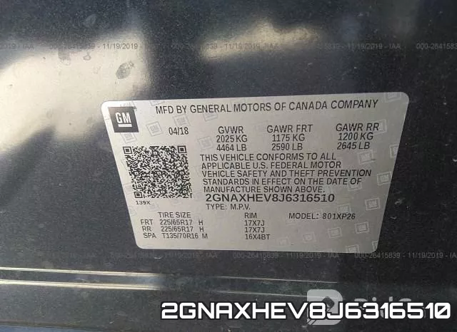 2GNAXHEV8J6316510 фото 10