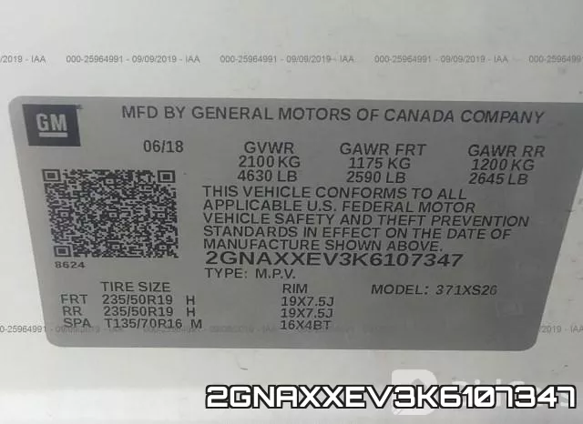 2GNAXXEV3K6107347 фото 10