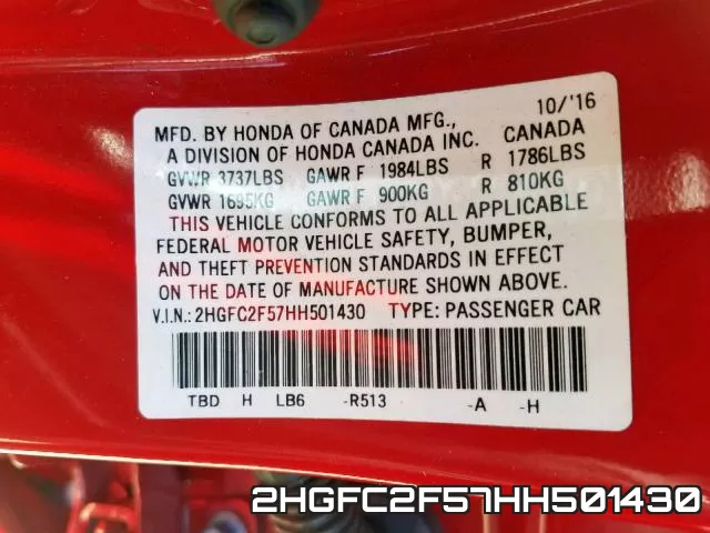 2HGFC2F57HH501430 фото 2