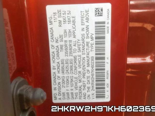 2HKRW2H97KH602369 фото 2