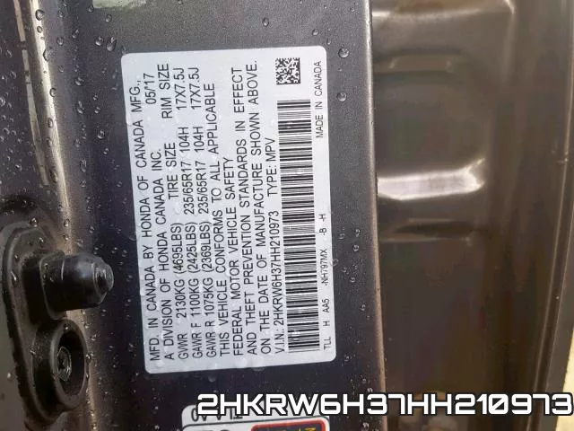 2HKRW6H37HH210973 фото 2