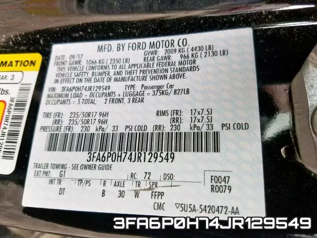 3FA6P0H74JR129549 фото 2