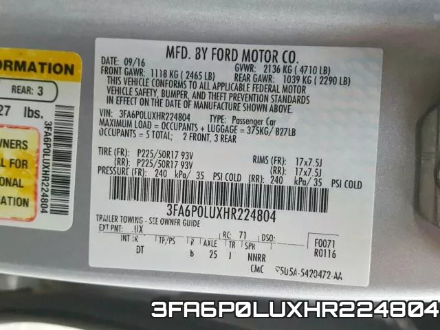 3FA6P0LUXHR224804 фото 2