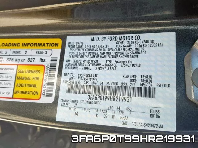3FA6P0T99HR219931 фото 2