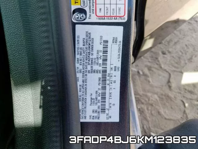 3FADP4BJ6KM123835 фото 2