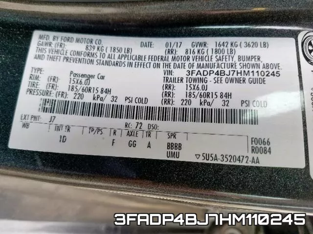 3FADP4BJ7HM110245 фото 2